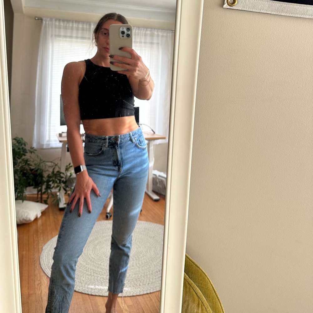 Zara High Rise Slim Straight Jeans